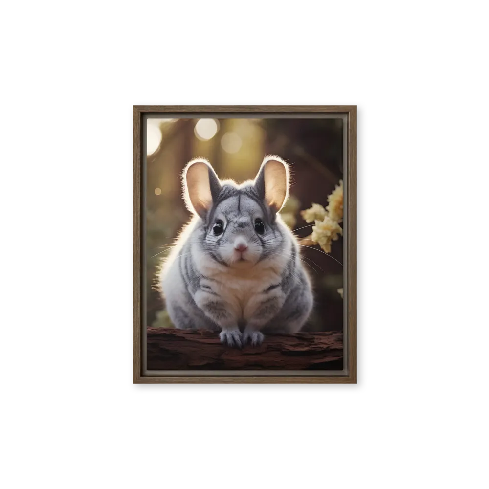 Curious Chinchilla in the Forest | Canvas with Brown Frame | 11″×14″