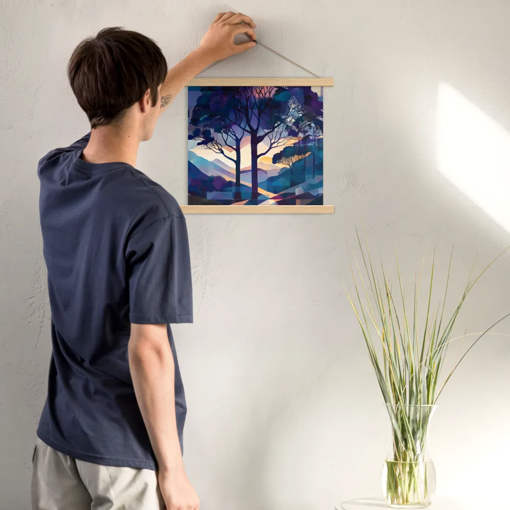 Tranquil Geometry: A Journey Through Color | Poster With Oak Wood Hanger | 14″×14″