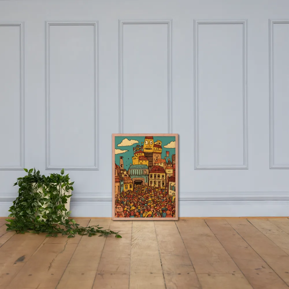 The Quirky City Gathering | Poster with Red oak Frame | 18″×24″