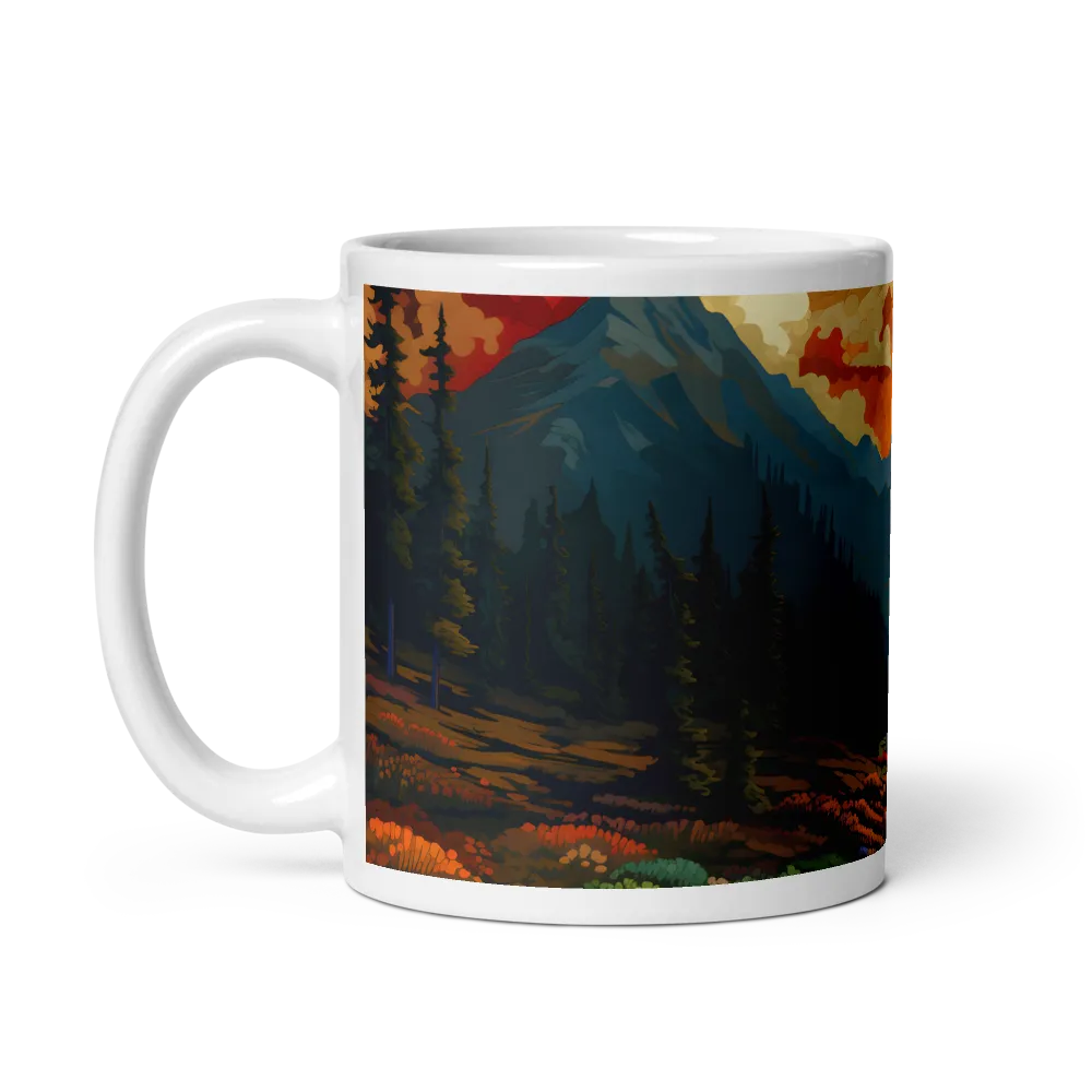 Serenity in Sunset: A Winding River's Embrace | Mug with White inside | 11 oz