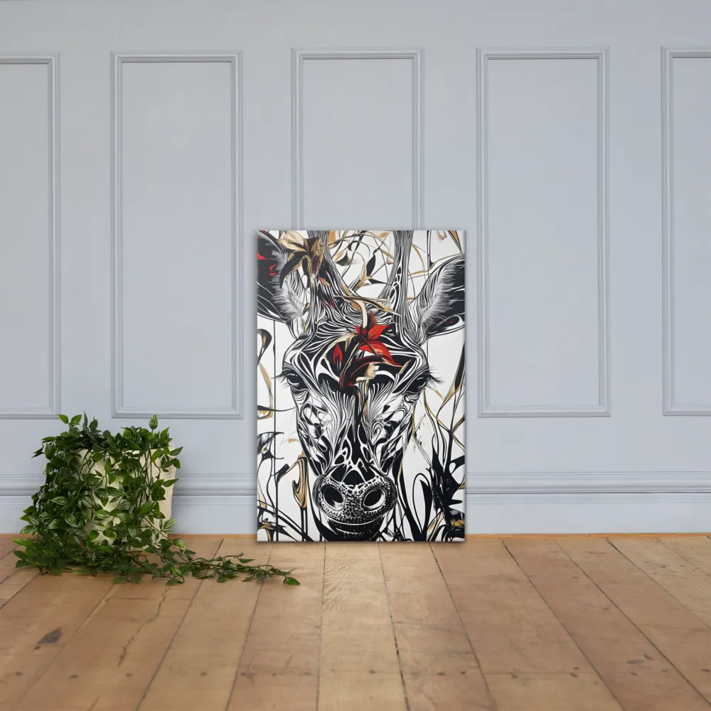 Floral Elegance: The Giraffe's Portrait | Canvas | 24″×36″