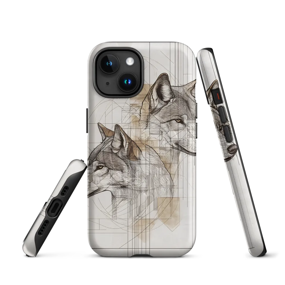 Geometric Harmony: The Essence of Wolves | Phone Case |  15 | MagSafe® Tough Case | Matte