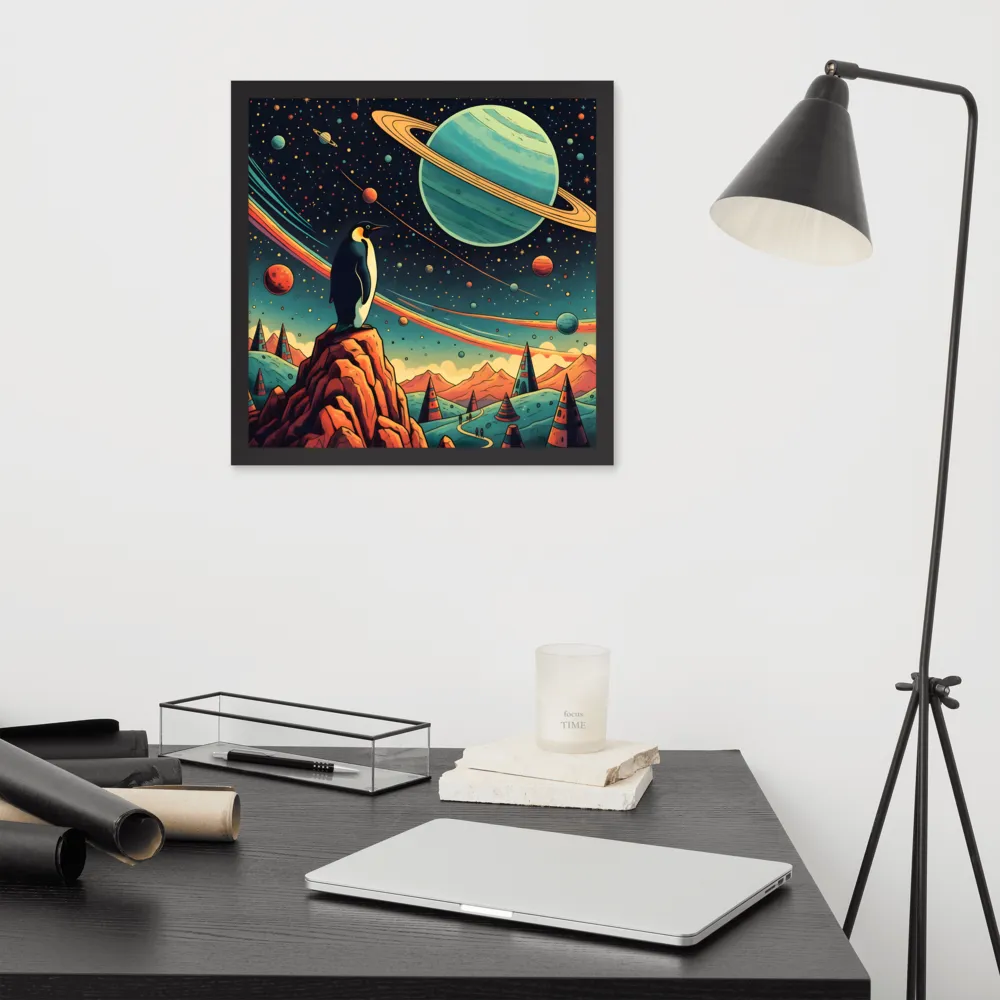 Cosmic Penguin 
 Poster with Black Frame | 16″x 16″