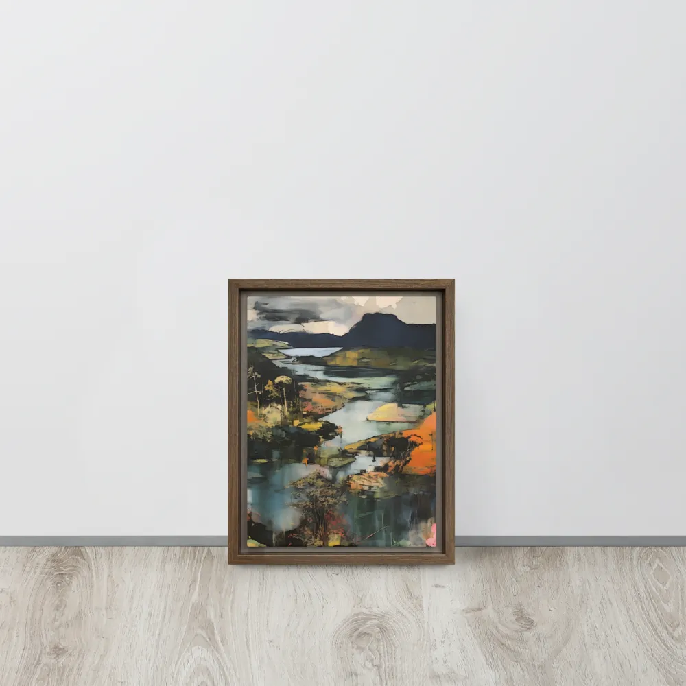 Harmony of Nature: An Abstract Journey | Canvas with Brown Frame | 9″×12″