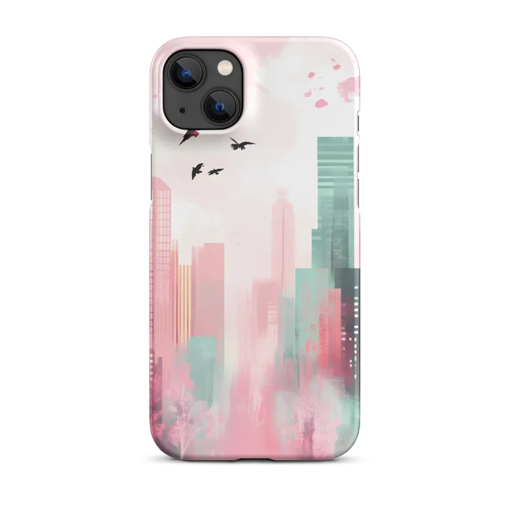 Dreamy Cityscape in Pink and Cyan