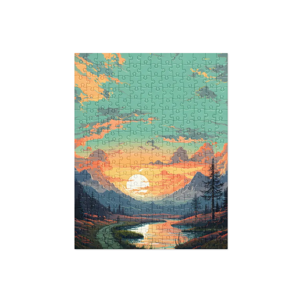 Tranquil Sunset Over the Majestic Mountains | Jigsaw Puzzle | 252/520 pieces