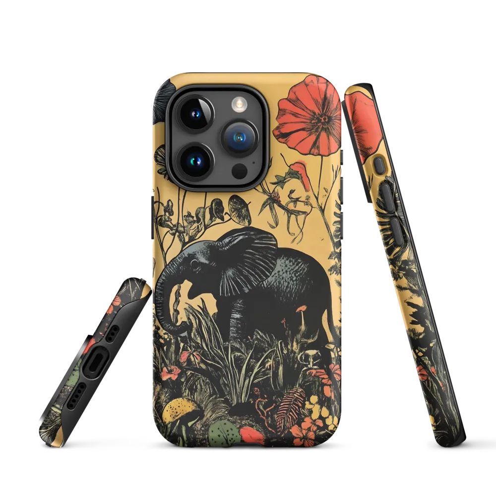Floral Majesty: The Elephant's Sanctuary | Phone Case |  15 Pro | Tough Case | Matte
