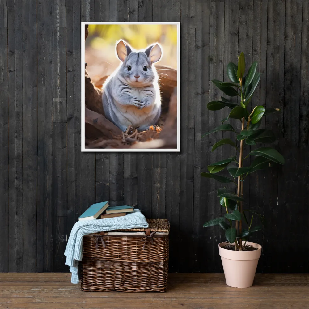 Gentle Whispers of Nature: The Chinchilla | Canvas with White Frame | 24″×32″