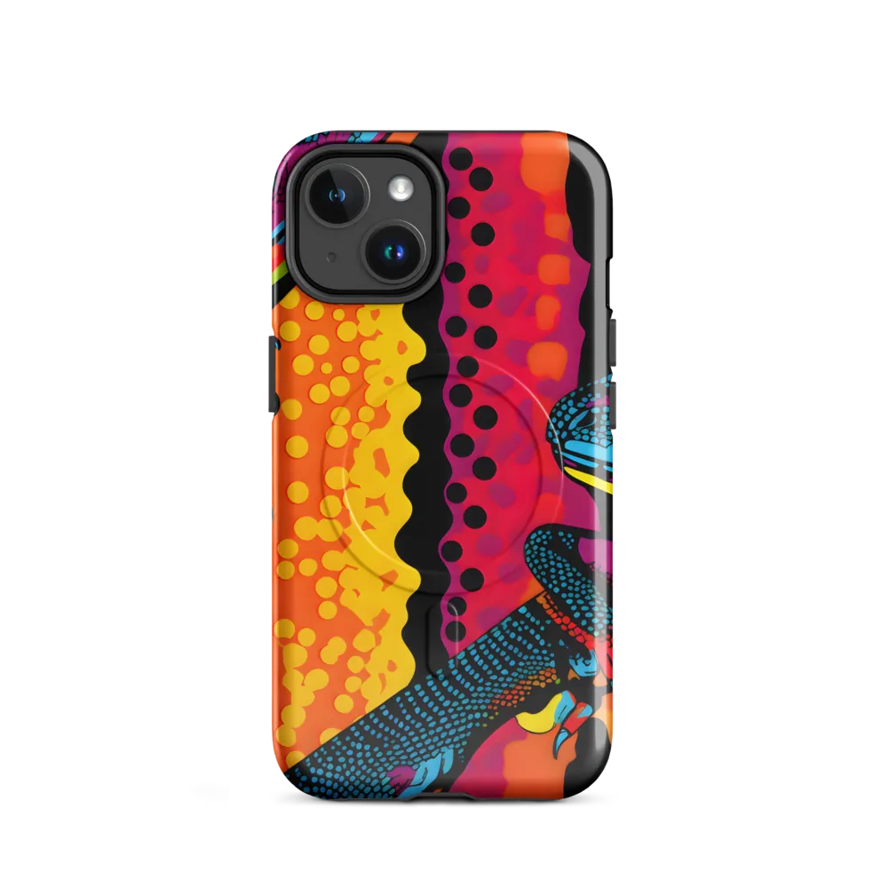 Colorful Encounters: The Playful Geckos | Phone Case |  14 | MagSafe® Tough Case | Glossy