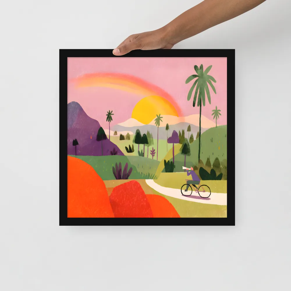 Sunlit Bicycle Ride 
 Poster with Black Frame | 16″x 16″