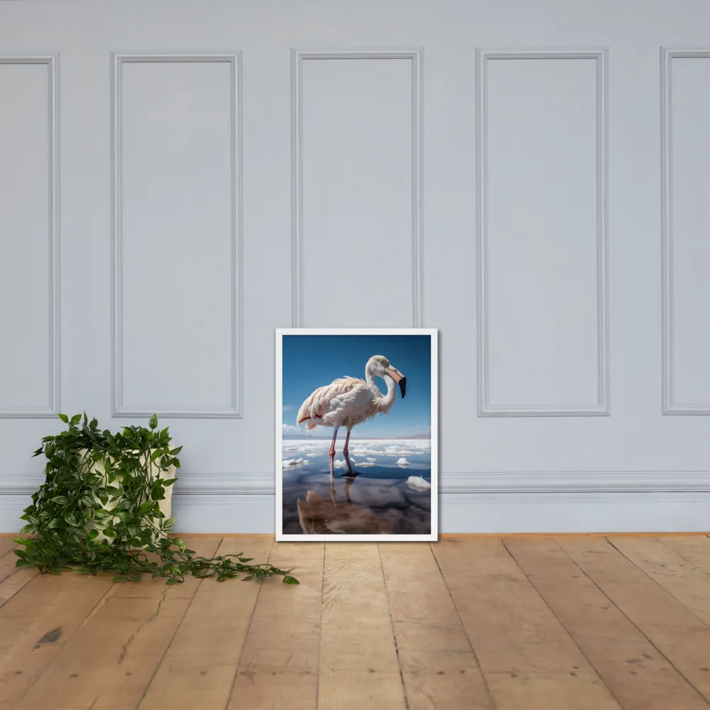 Graceful Solitude of a Flamingo | Poster with White Frame | 18″×24″