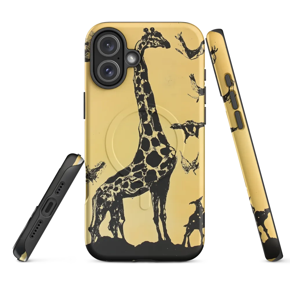 Whimsical Harmony of Giraffe and Birds