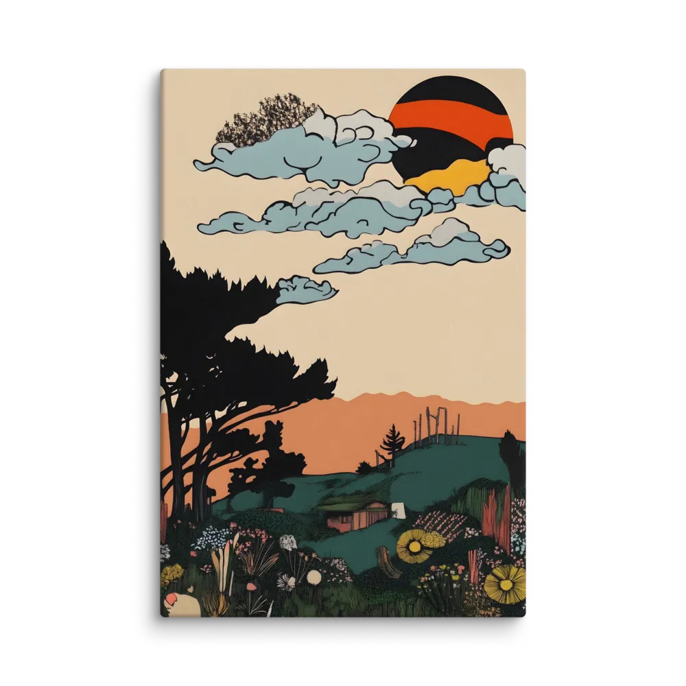 Striped Sun Over the Meadow