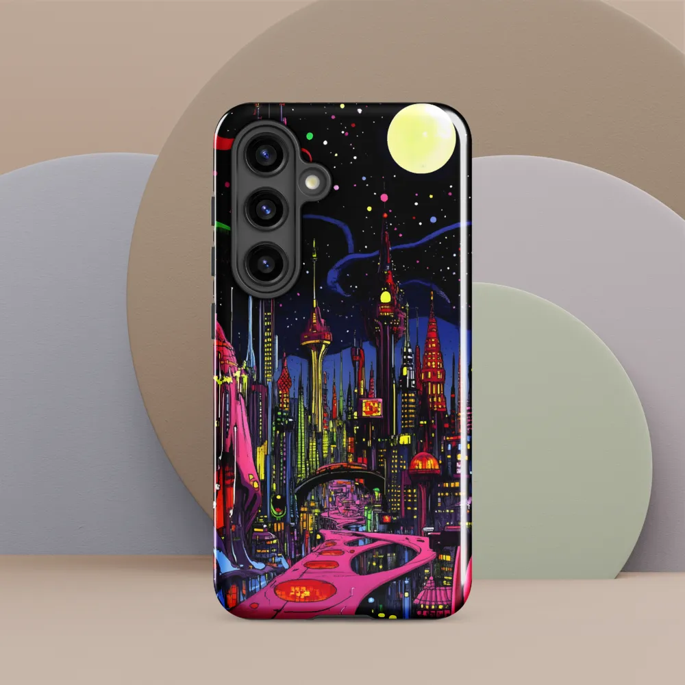 Neon Dreams of a Futuristic City | Phone Case |  S24 | Tough Case | Glossy
