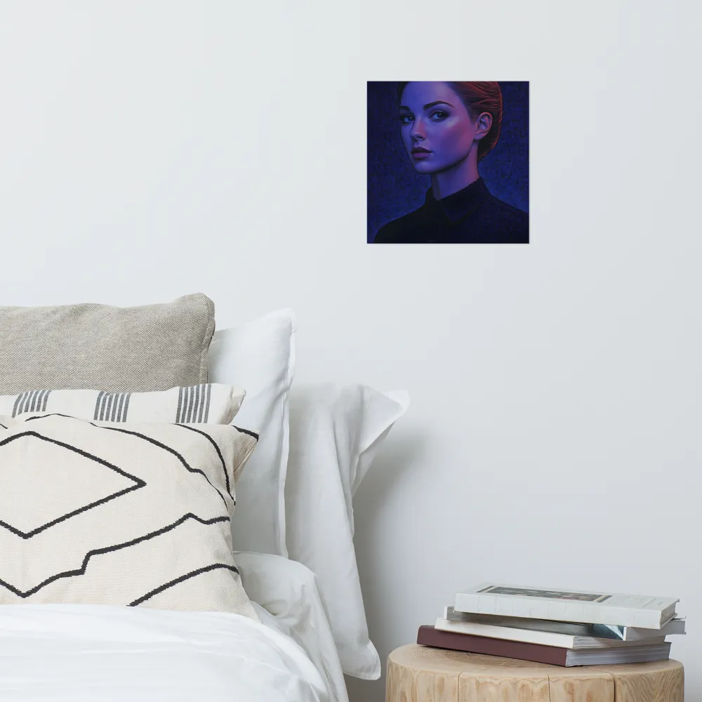 Ethereal Portrait in Blue and Red | Poster | 12″×12″