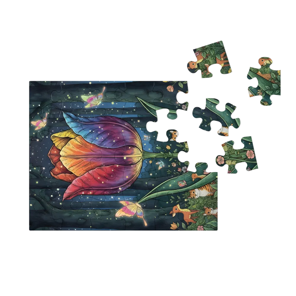 Enchanted Night Tulip 
 Jigsaw Puzzle in Tin Box