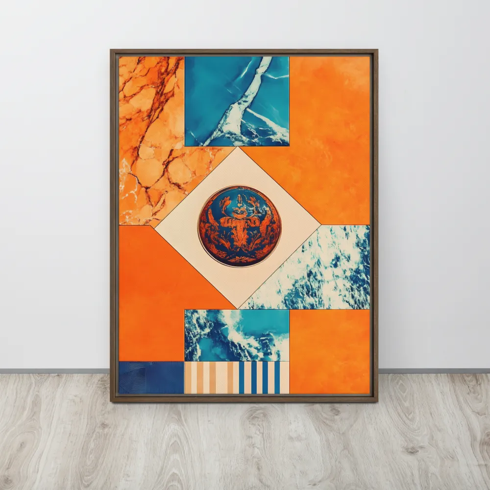 Harmonious Encounters: Abstract Geometry | Canvas with Brown Frame | 24″×32″