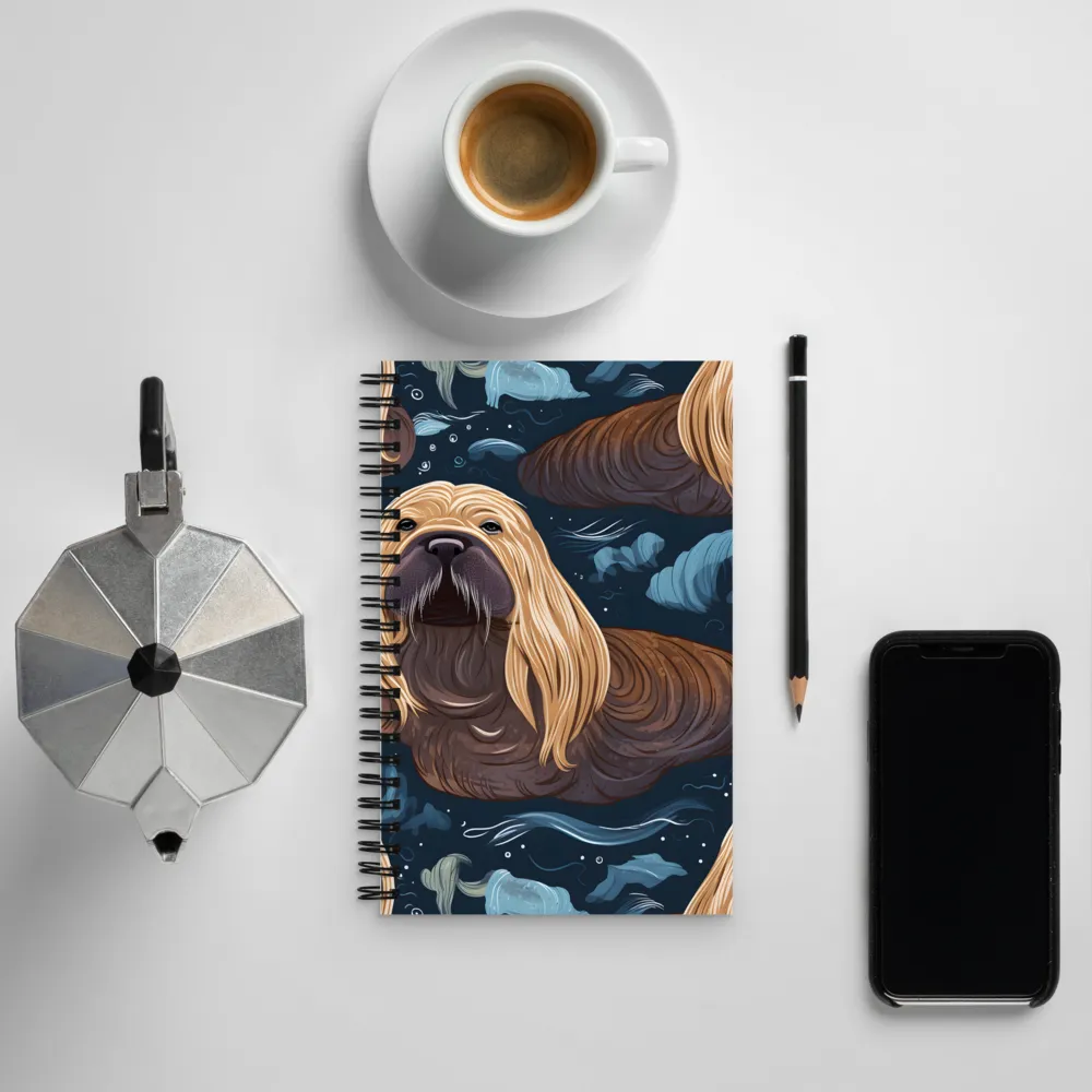 Whimsical Walruses in Deep Blue | Spiral Notebook