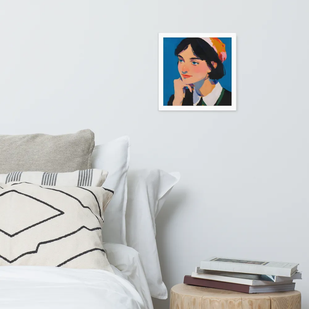 Blue Portrait 
 Poster with White Frame | 12″x 12″