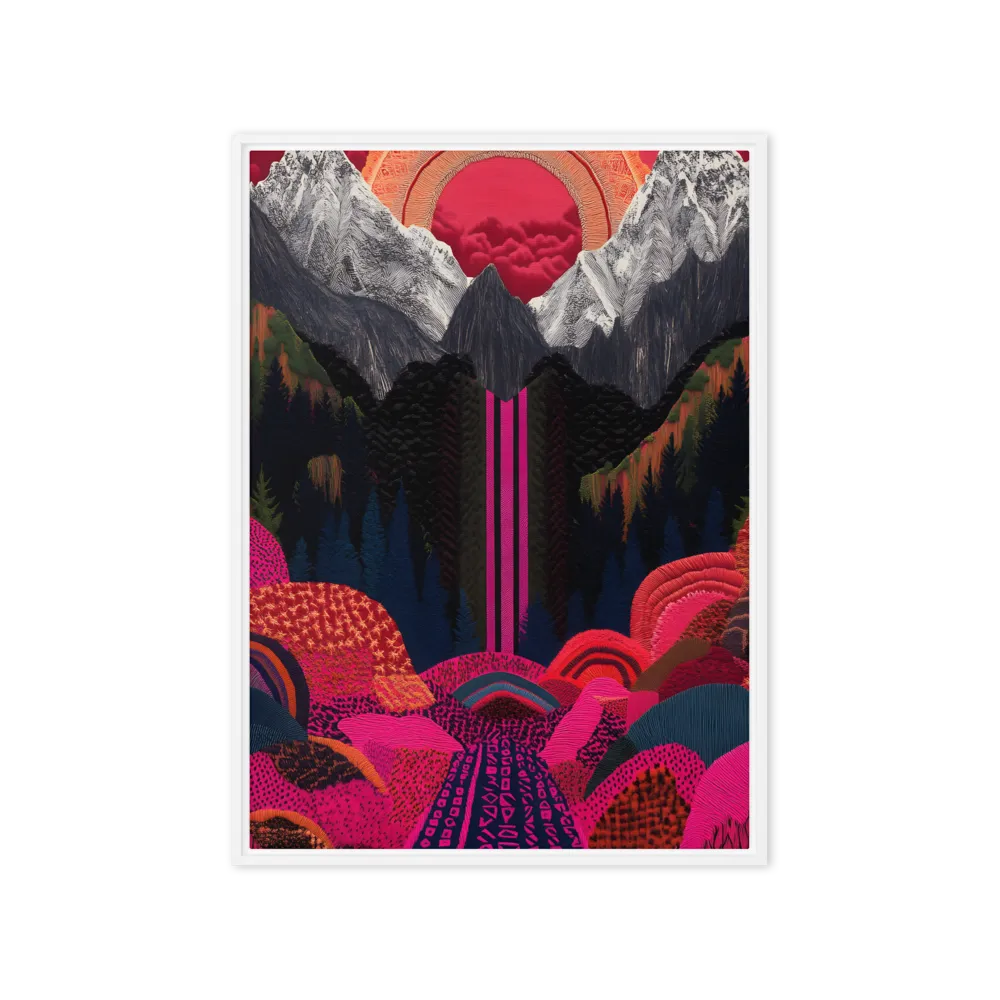 Ethereal Cascade: A Surreal Landscape | Canvas with White Frame | 20″×28″