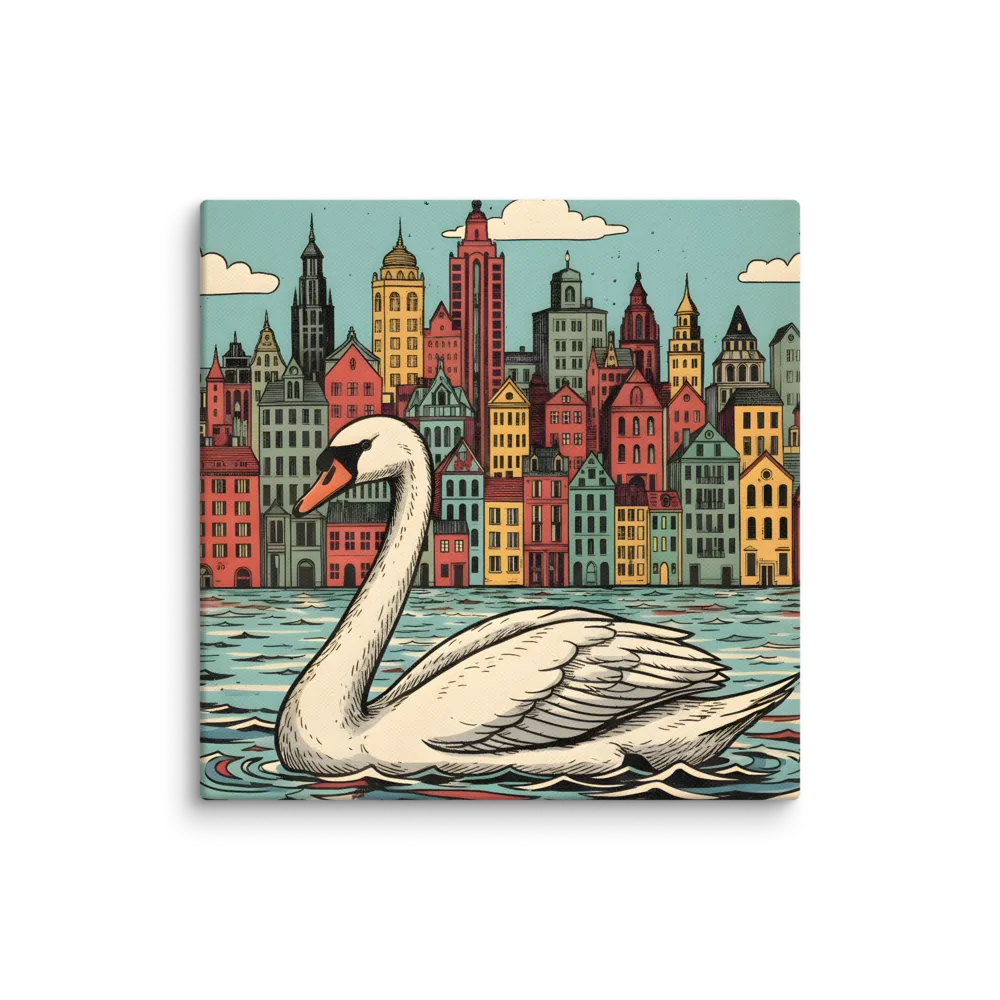 Swan in the City 
 Canvas | 10″x 10″