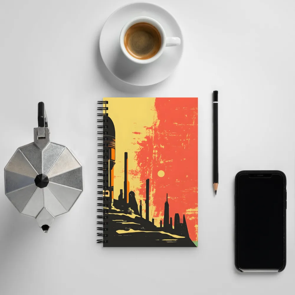 Journey to the Stars: A Retro-Futuristic Landscape | Spiral Notebook