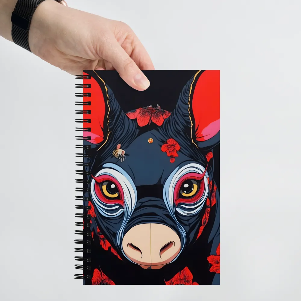 Mystical Bull with Floral Motifs | Spiral Notebook