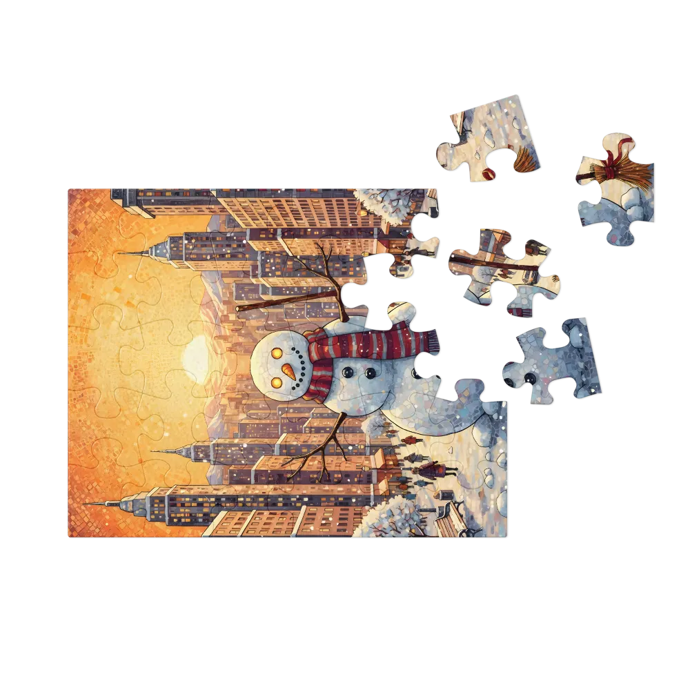 Golden City Snowman 
 Jigsaw Puzzle in Tin Box