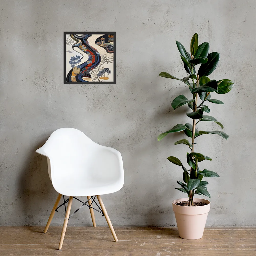 Flow of Tranquility | Poster with Black Frame | 16″×16″