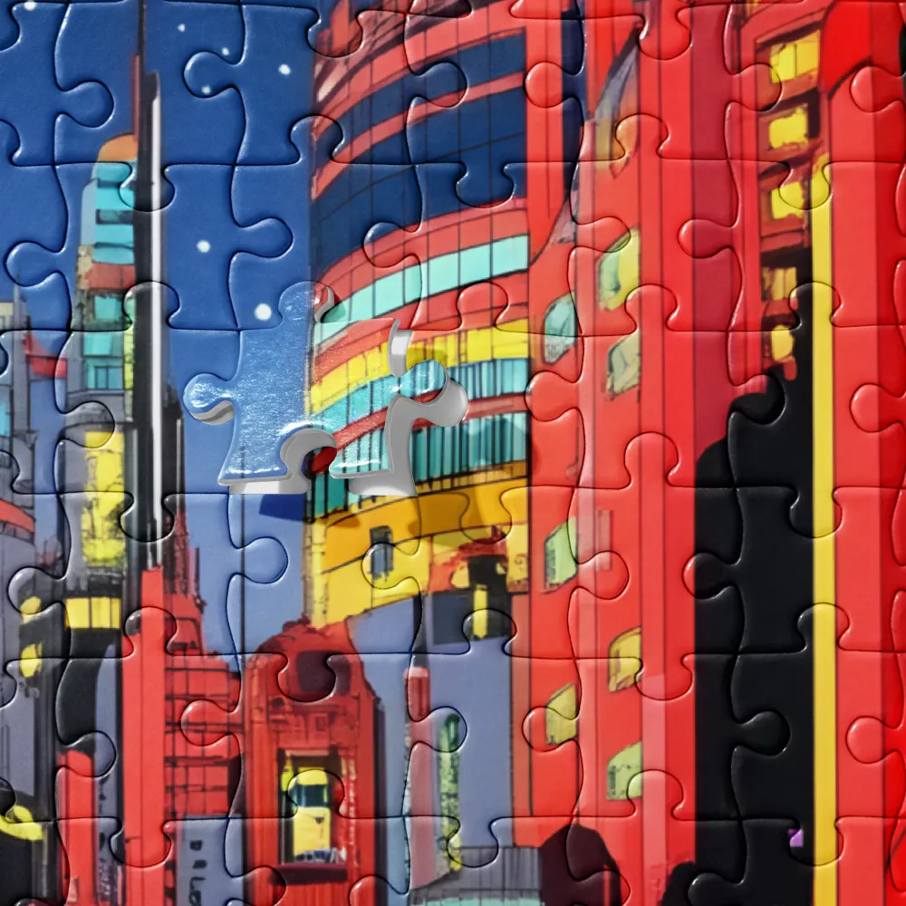 Neon Dreams: A Cyberpunk Cityscape | Jigsaw Puzzle | 252/520 pieces