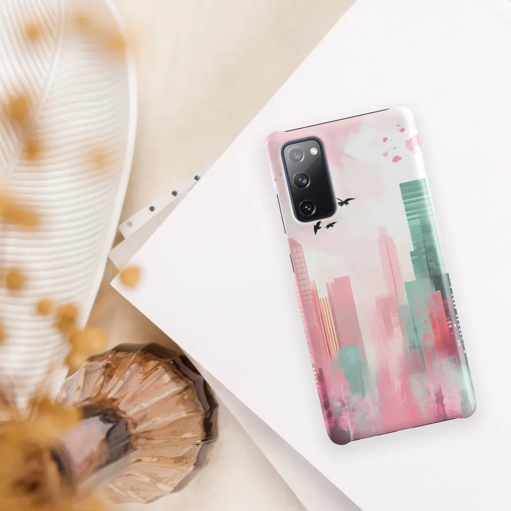 Dreamy Cityscape in Pink and Cyan