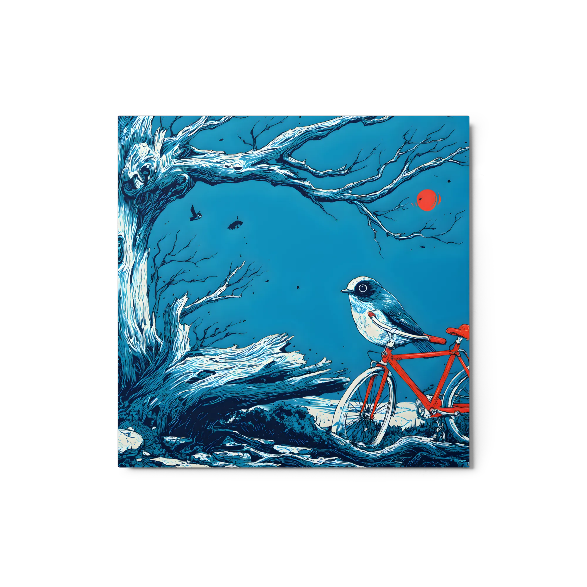 Songbird on a Bicycle 
 Metal Print | 12″x 12″
