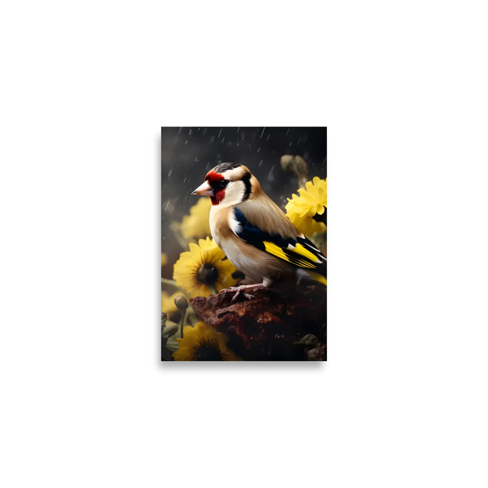 Harmony in Nature: A Goldfinch Amidst Blooms | Poster | A2 (16.5″×23.3″)