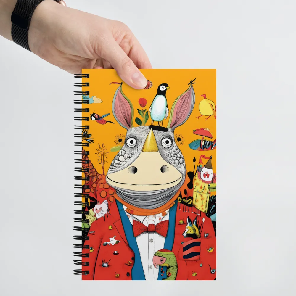 Whimsical Rhinoceros: A Playful Encounter | Spiral Notebook