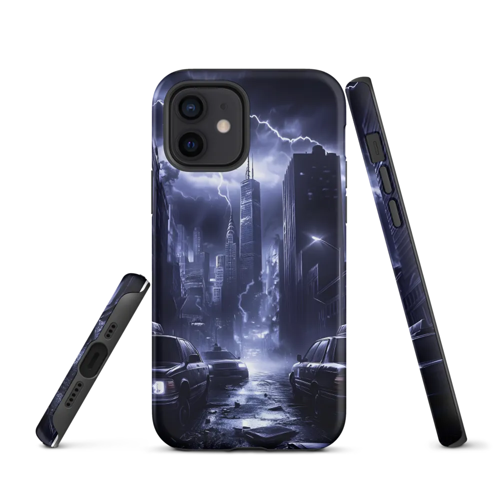 Stormy Cityscape: Shadows of the Night | Phone Case |  12 | Tough Case | Matte