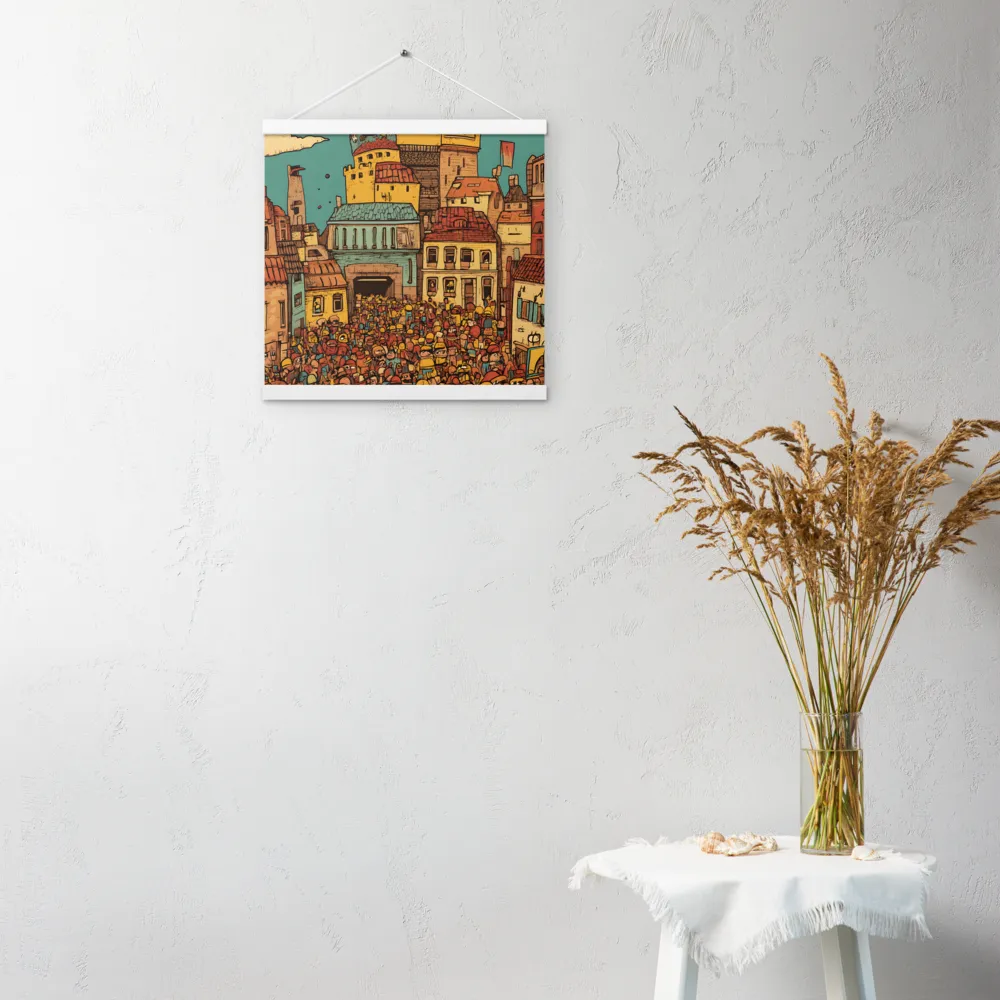 The Quirky City Gathering | Poster With White Wood Hanger | 16″×16″