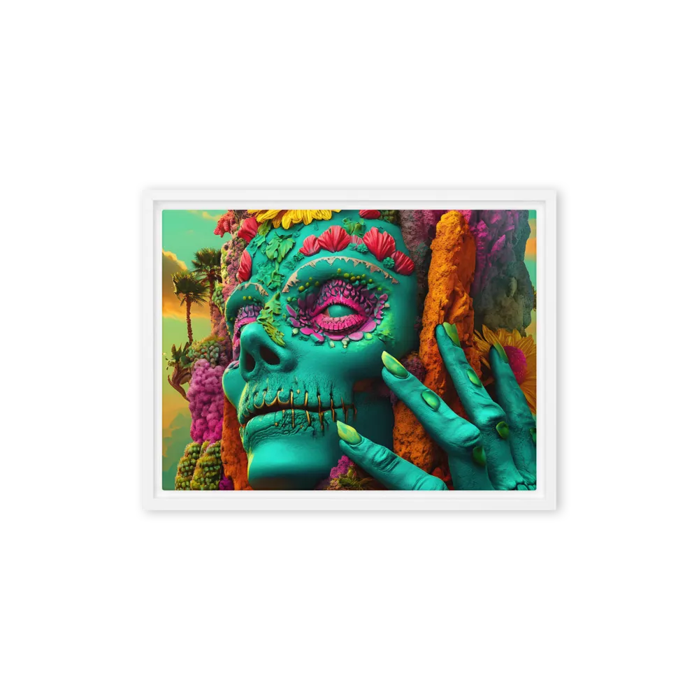 Ethereal Skull Garden | Canvas with White Frame | 12″×16″