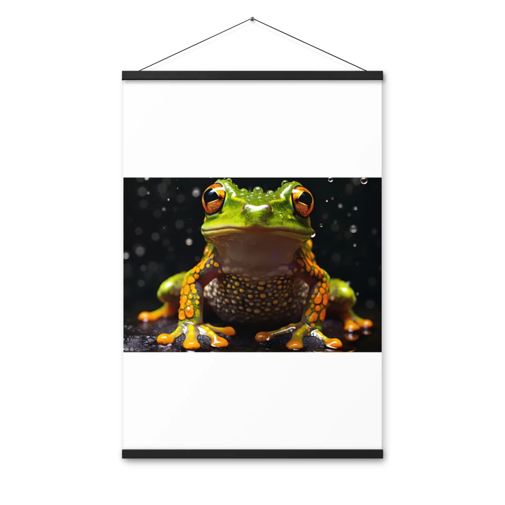 Emerald Elegance: The Frog in Focus | Poster With Black Wood Hanger | 24″×36″