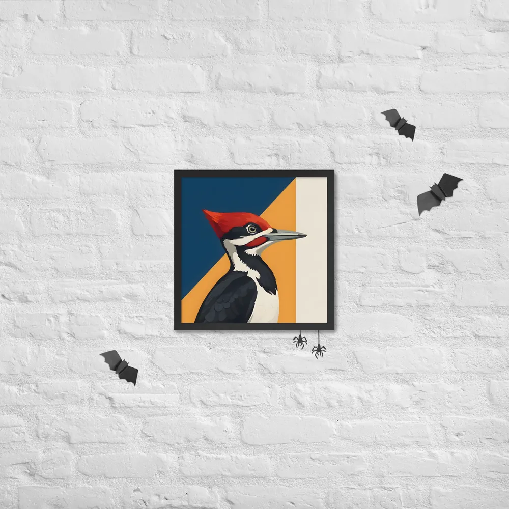 Red‑crested Woodpecker Study 
 Poster with Black Frame | 16″x 16″