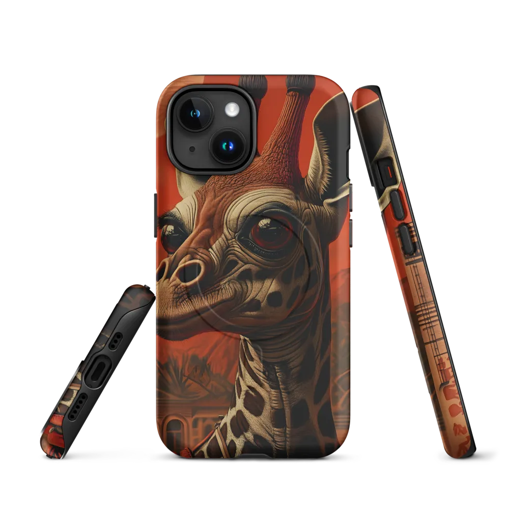 Whimsical Giraffe in an Orange Dreamscape