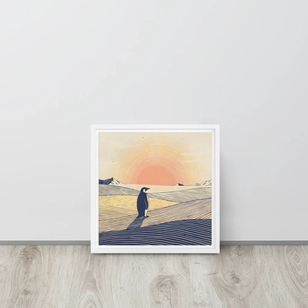 Penguin at Dusk 
 Canvas with White Frame | 12″x 12″