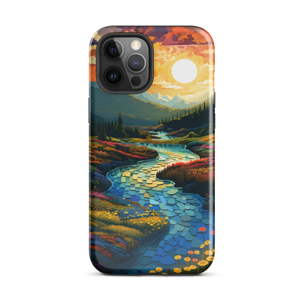 Serenity in Sunset: A Winding River's Embrace | Phone Case |  12 Pro Max | Tough Case | Glossy