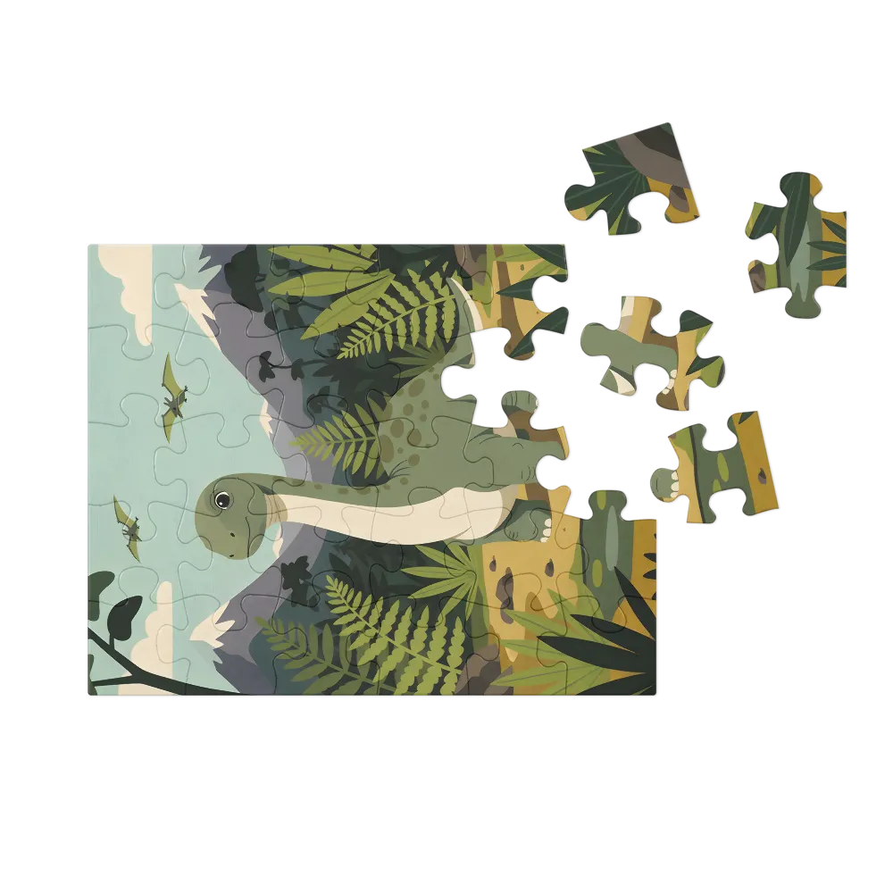 Gentle Brontosaurus 
 Jigsaw Puzzle in Tin Box