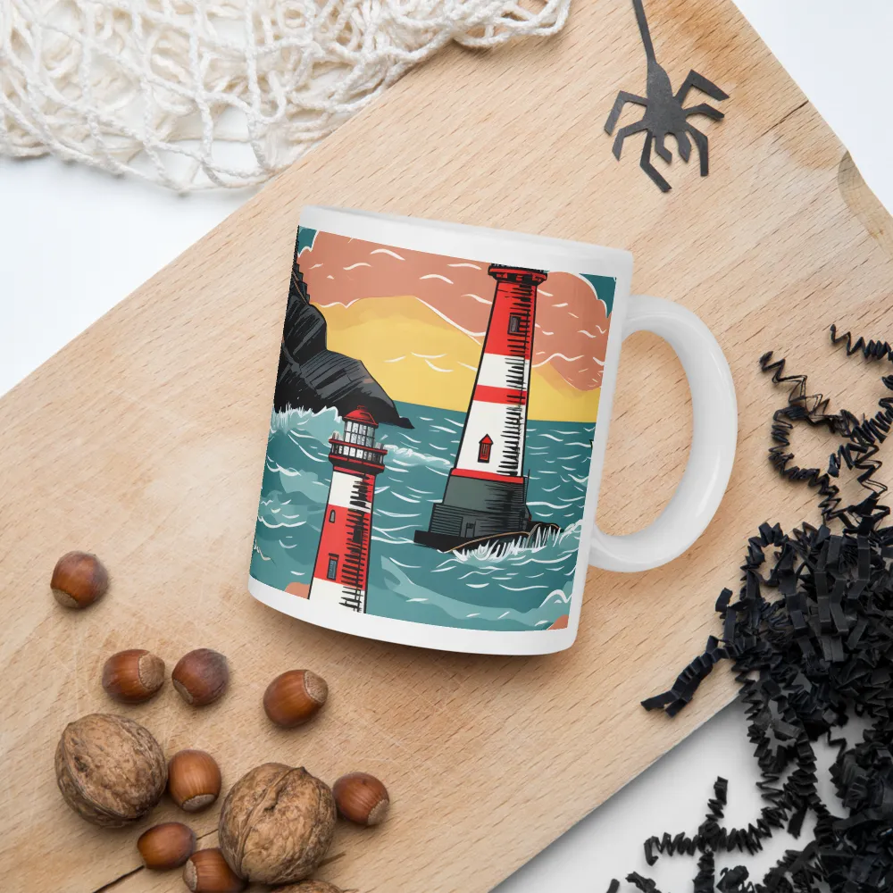 Lighthouses in a Whimsical Ocean | Mugs | Multiple Sizes & Colors