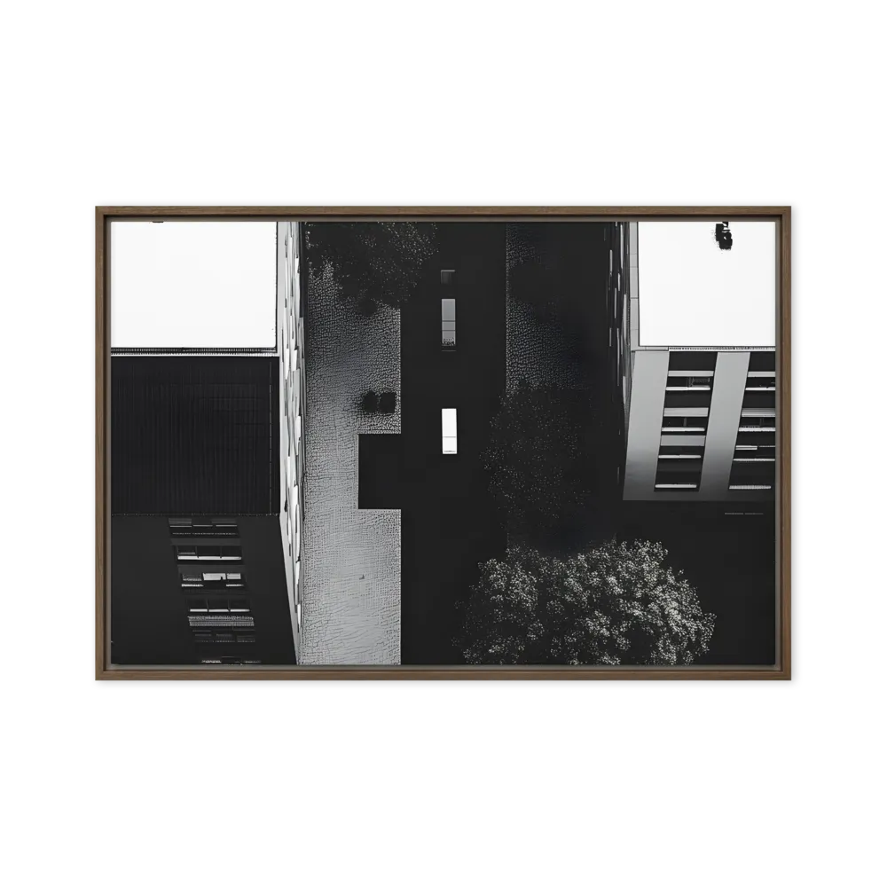 Urban Serenity from Above | Canvas with Brown Frame | 24″×36″