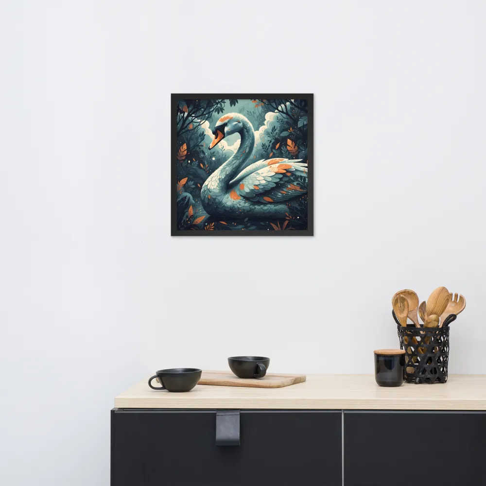 Grove Swan 
 Poster with Black Frame | 18″x 18″