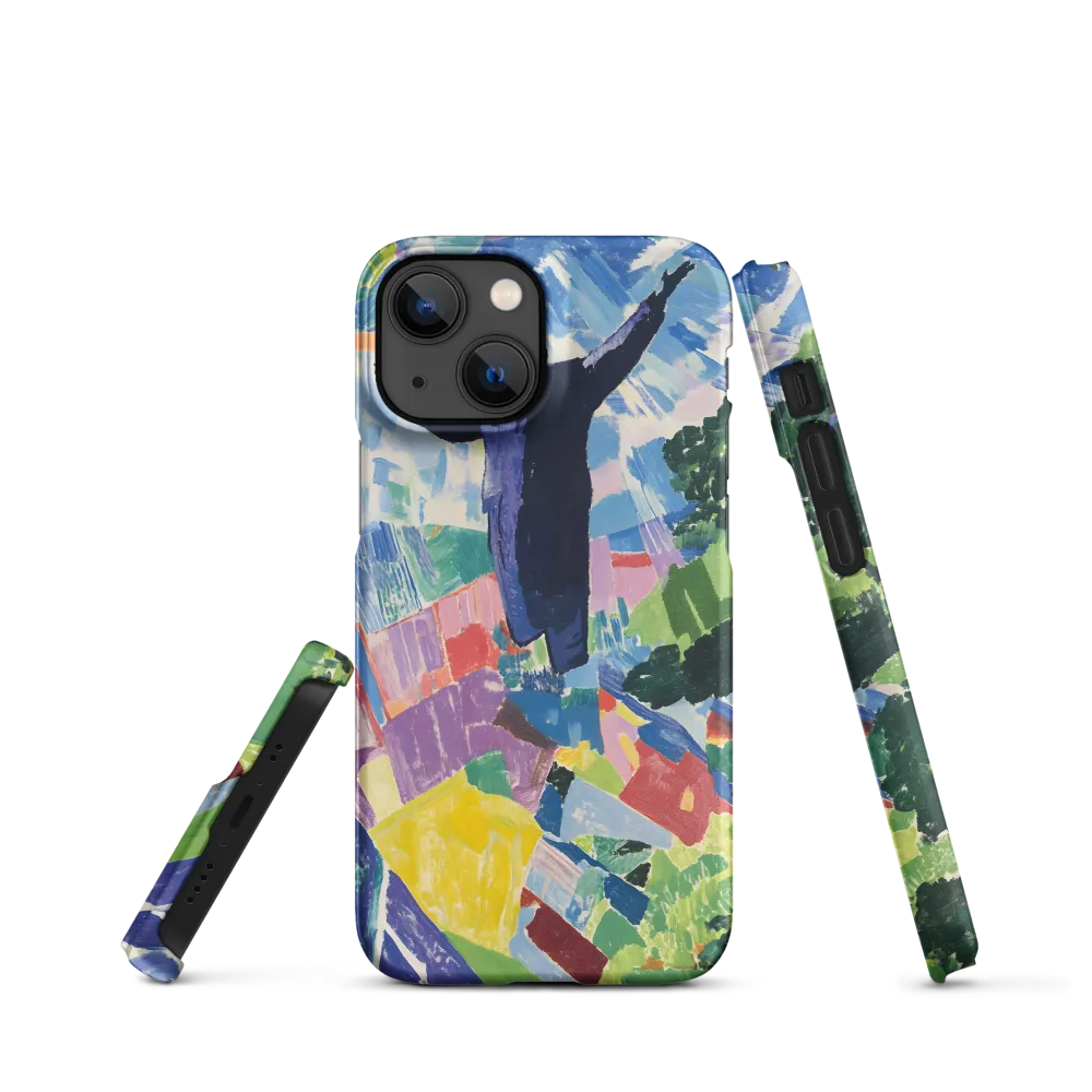 Elysium: A Soaring Figure Amidst Colorful Landscapes | Phone Case |  13 Mini | Snap Case | Matte