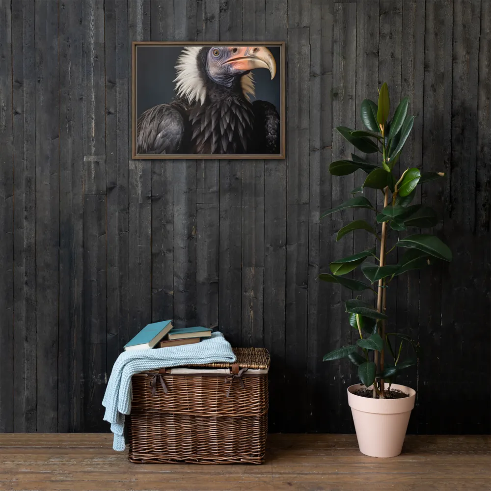 Majestic Vulture Portrait | Canvas with Brown Frame | 18″×24″