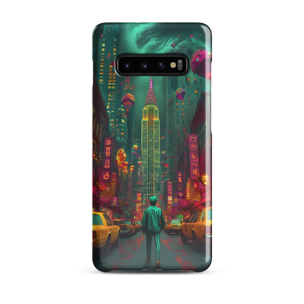 Neon Dreams: A Surreal Urban Journey | Phone Case |  S10 Plus | Snap Case | Glossy