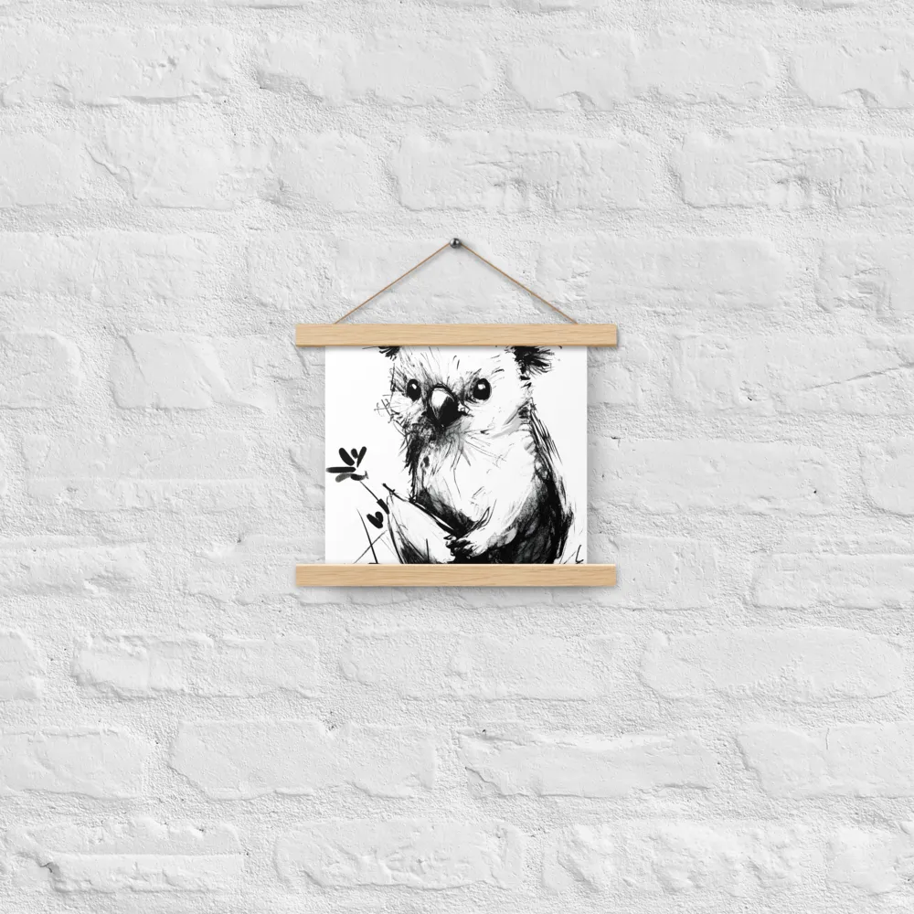 Whimsical Koala in Ink | Poster With Oak Wood Hanger | 10″×10″